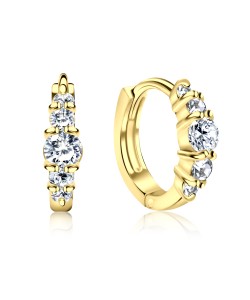 Gold Plated Triple Stones Huggies Earring STHG-01-GP